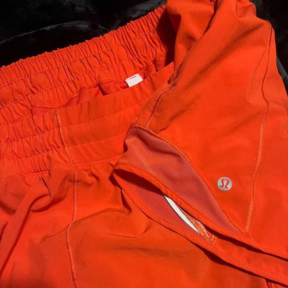 Lululemon LOW RISE Hotty Hot 4 inches Carnation Red Shorts SIZE 12